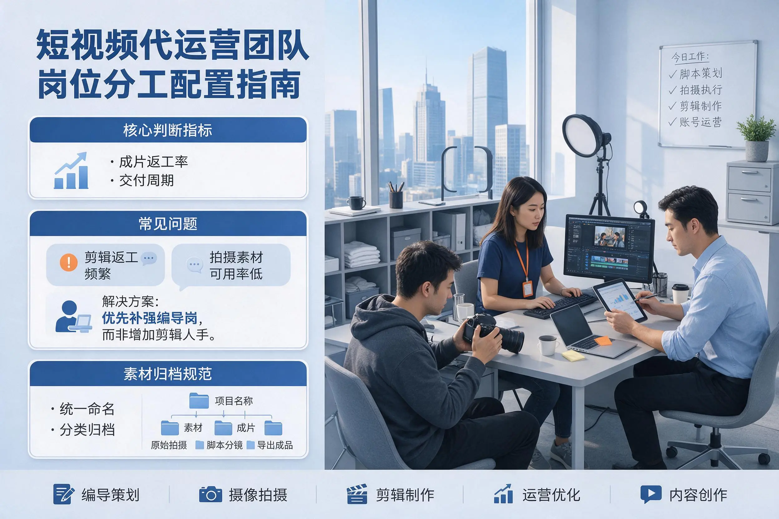 短视频代运营团队如何配置？天门企业岗位分工科普说明