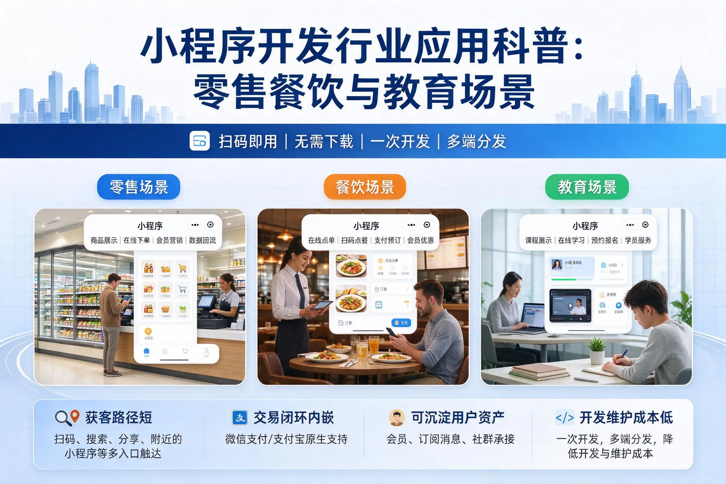 天门小程序开发行业应用科普：零售餐饮与教育场景