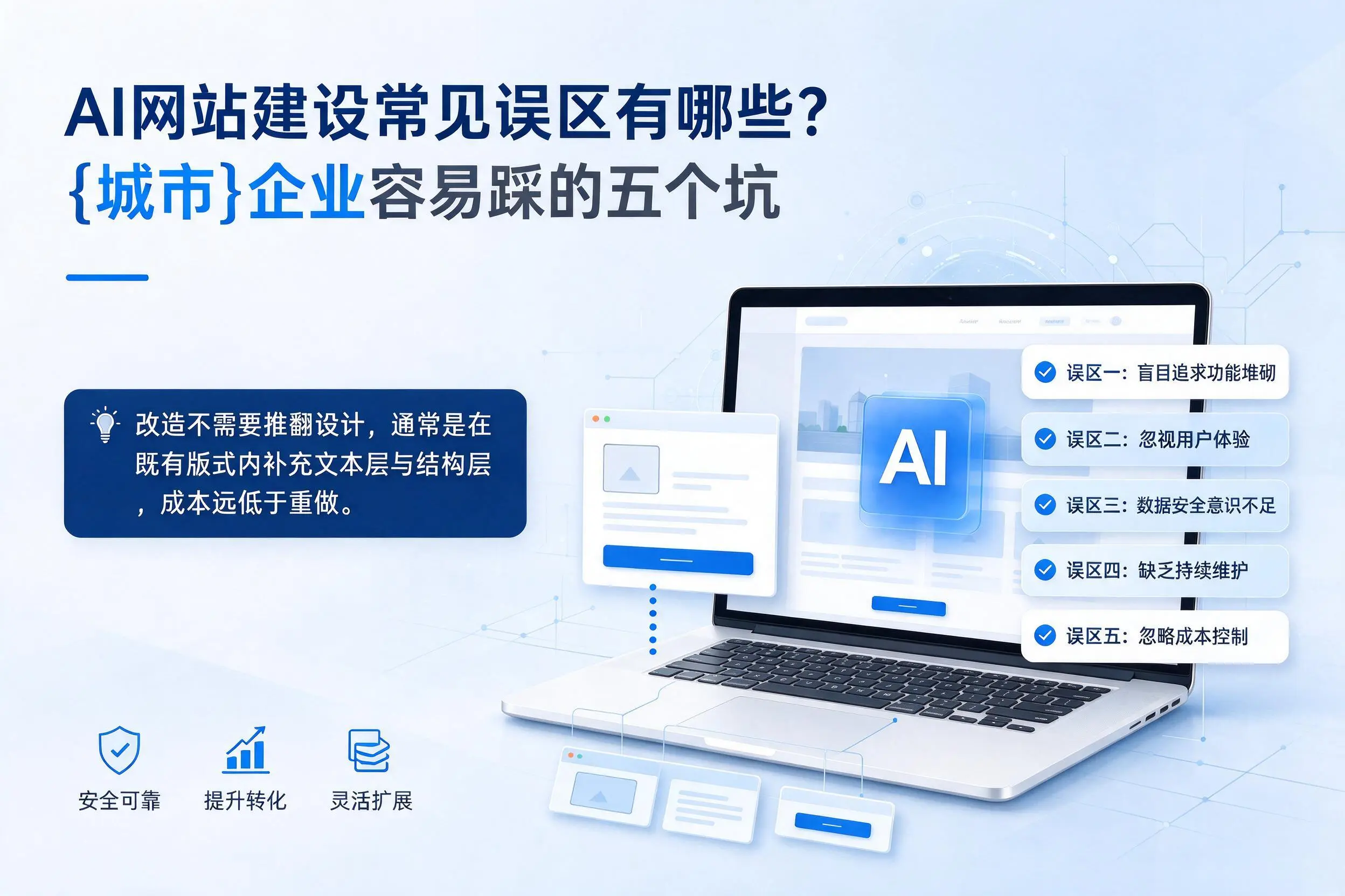 AI网站建设常见误区有哪些？天门企业容易踩的五个坑