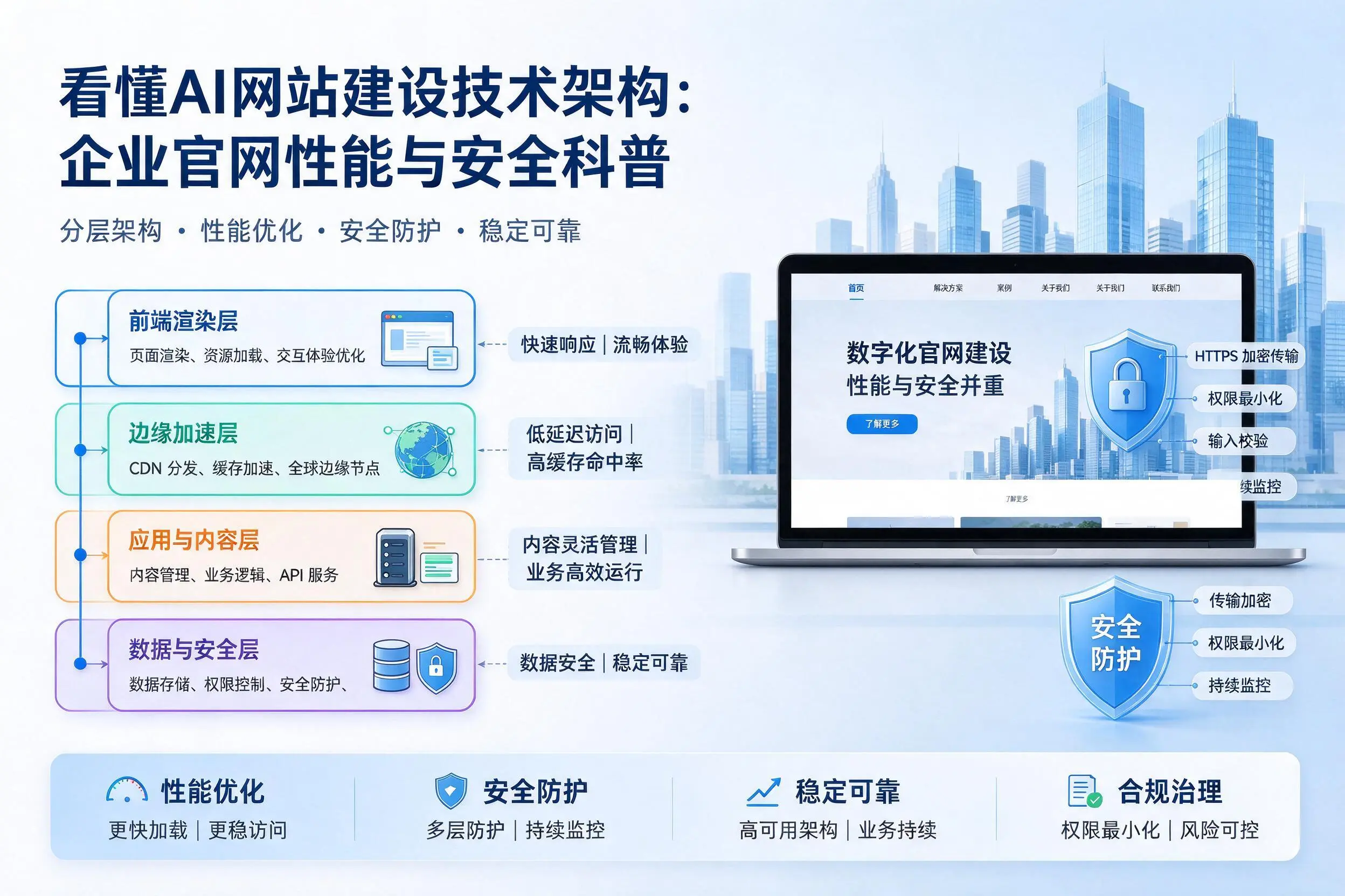 看懂AI网站建设技术架构：天门企业官网性能与安全科普